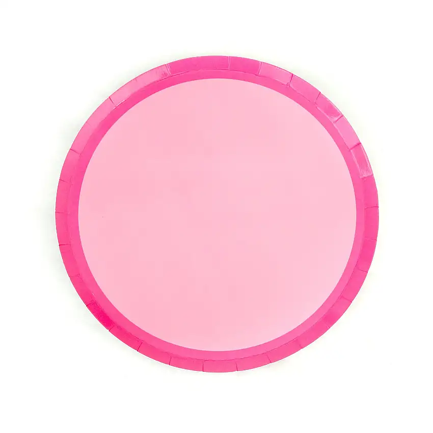 Two Tone Pink Color Block Paper Plates
