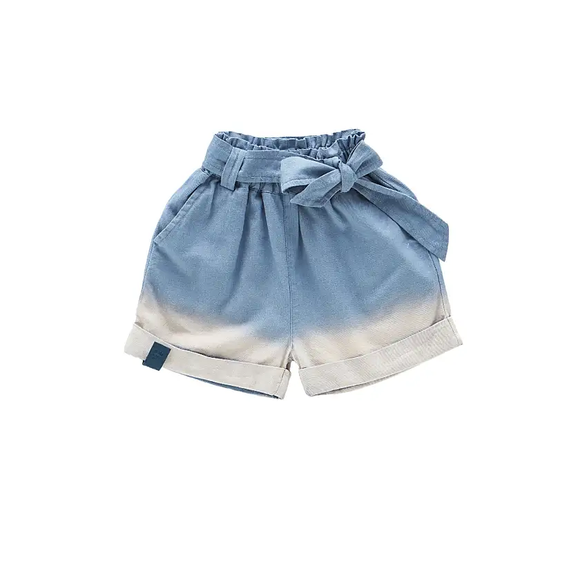 Girls Denim Shorts With Belt | Light Blue