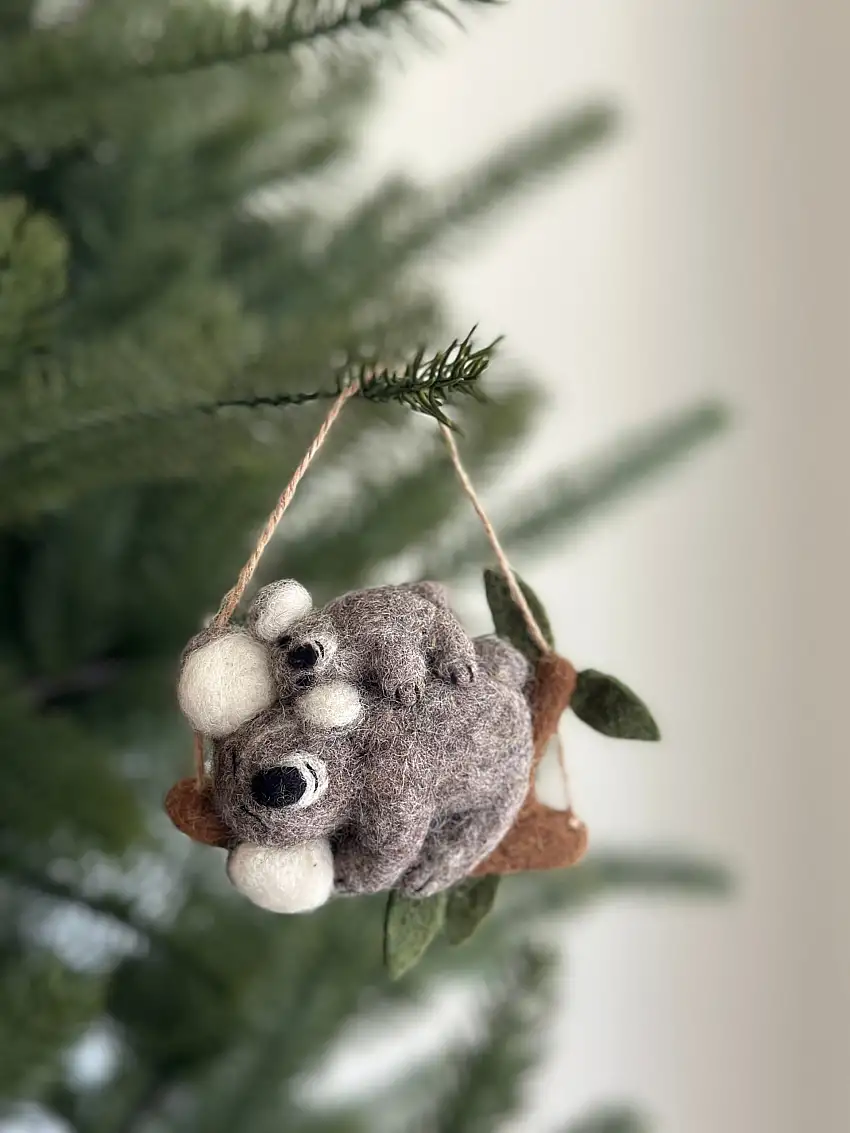 Felt Koala With Baby Ornament