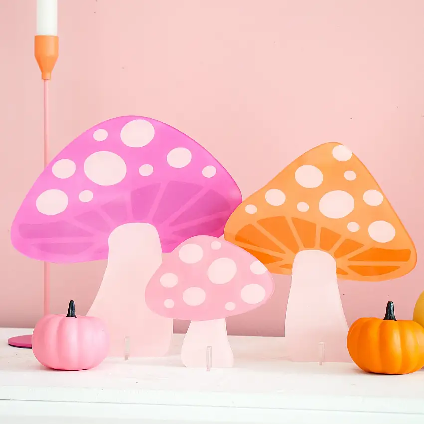 Pink Acrylic Mushrooms