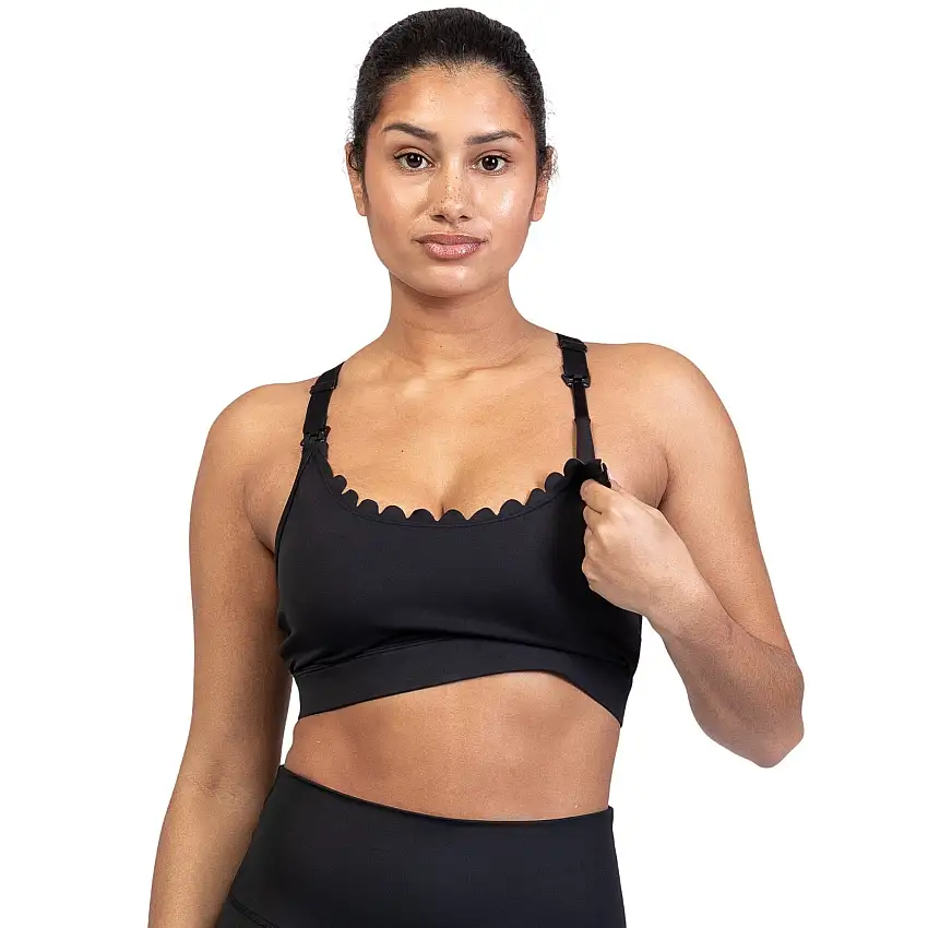 Lucie - Hiit Scalloped High Impact Nursing Sports Bra (noir)