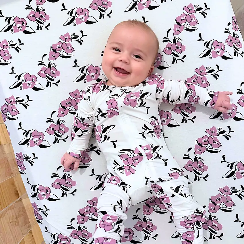 Amalfi Coast Purple Flowers Crib Sheet