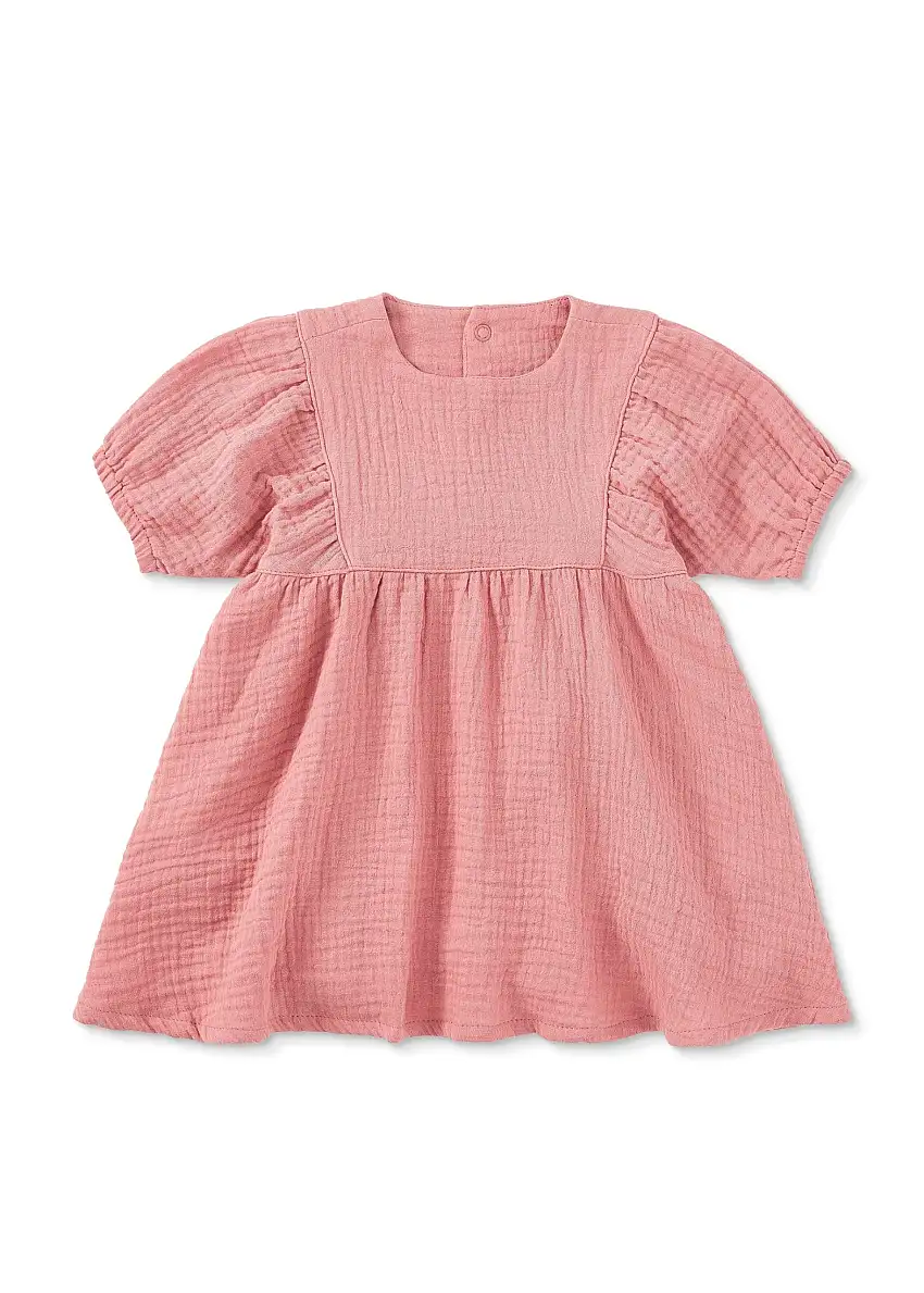 Dress With Puff Sleeves - Terra Cotta