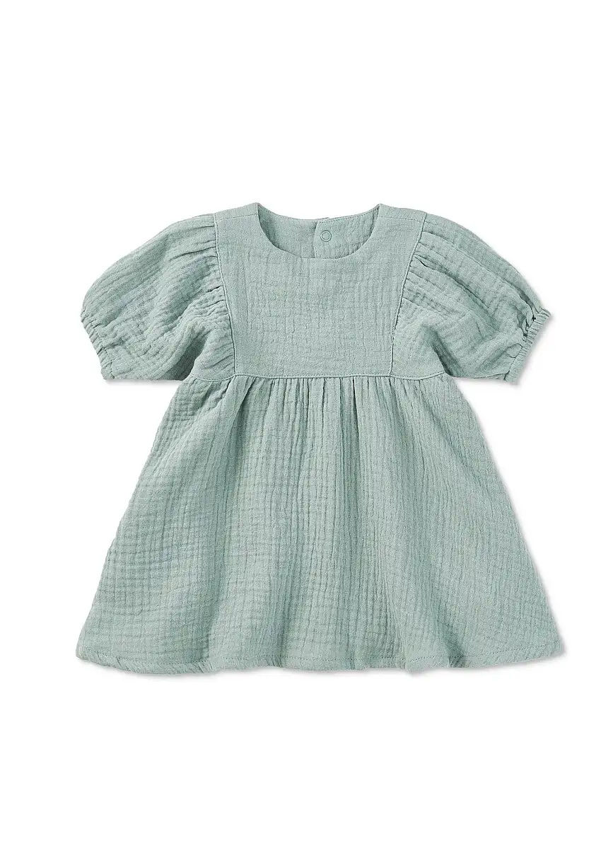 Dress With Puff Sleeves - Teal