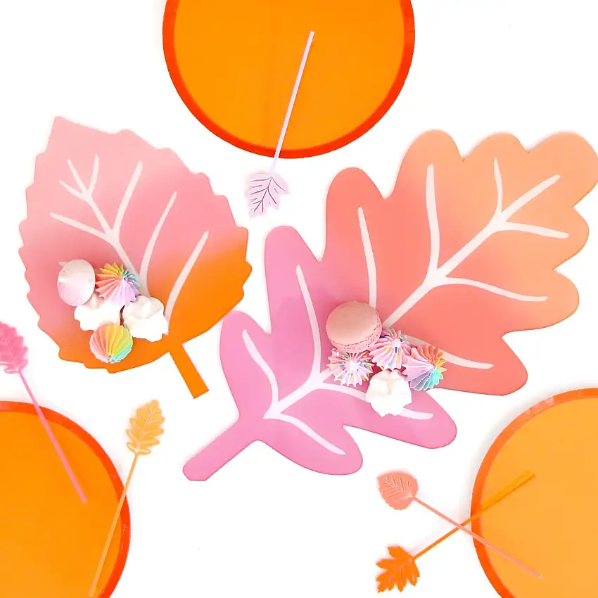 Fall Leaves Acrylic Tray - Set Of 2