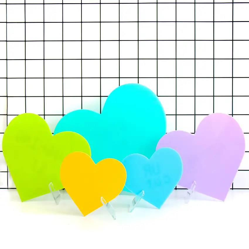 Cool Tone Acrylic Hearts - Customize With Included Stickers