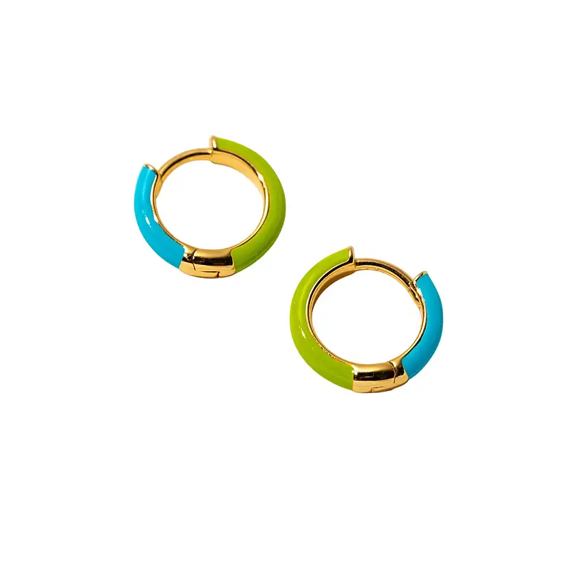 Two Tone Enamel Huggie Hoops