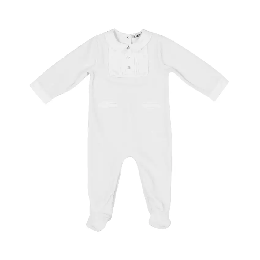 Charles | Boys White Velour Babygrow