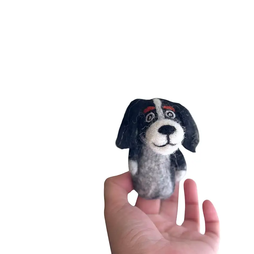 Cavalier King Charles Spaniel Finger Puppet - Black
