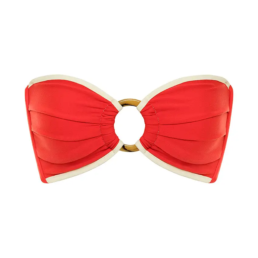 Cherry Cream Binded Tori Ties Bandeau Bikini Top