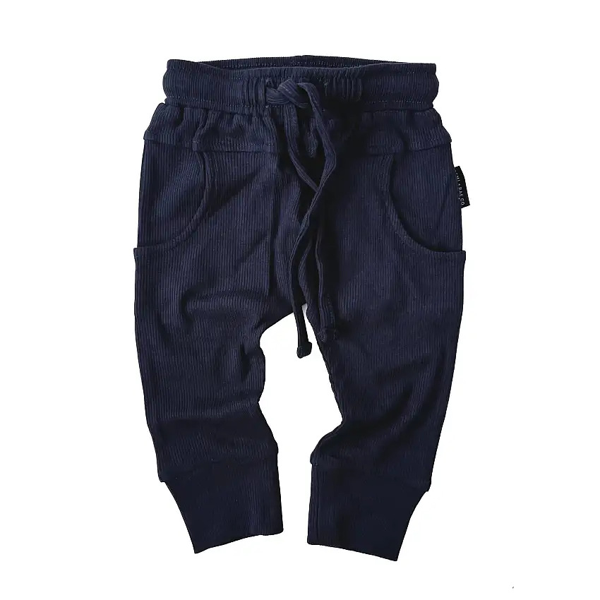 Bamboo Ribbed Joggers - Navy