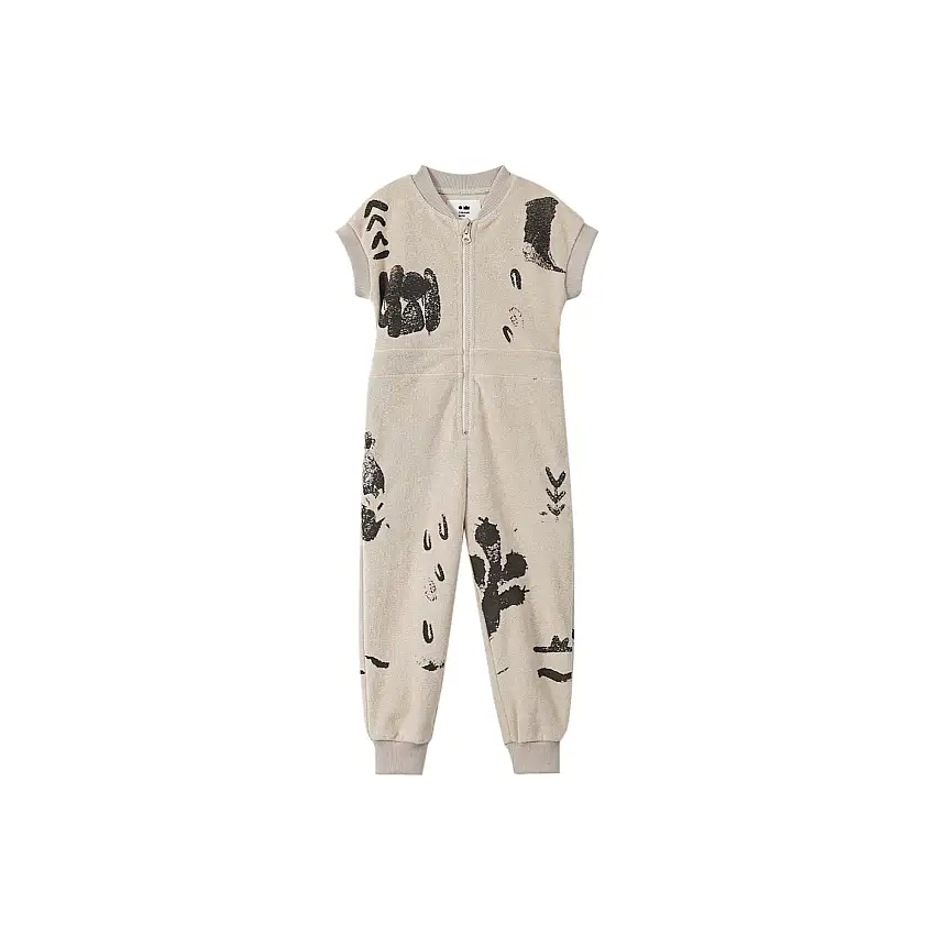 Kids Terry Flightsuit With Print - Sand