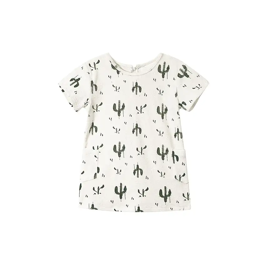 Girls Shift Terry Dress With Pockets - Off-white