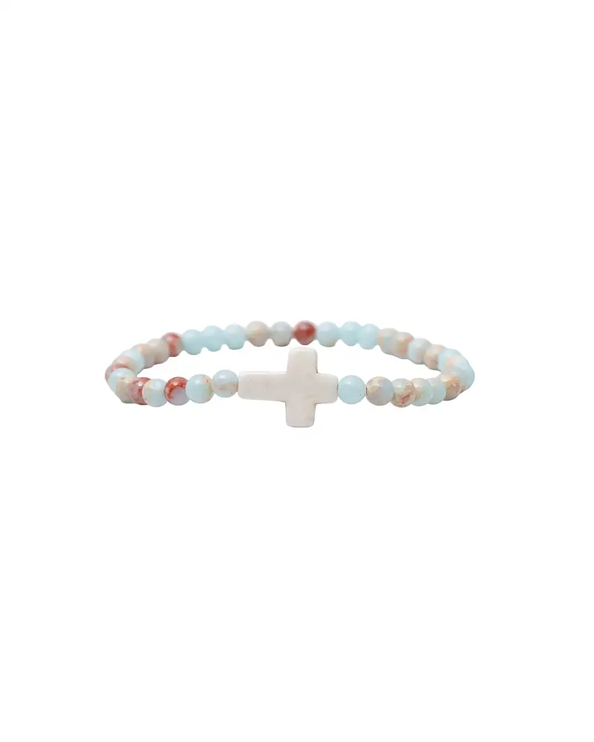 Dainty Small Stone Cross Bracelet