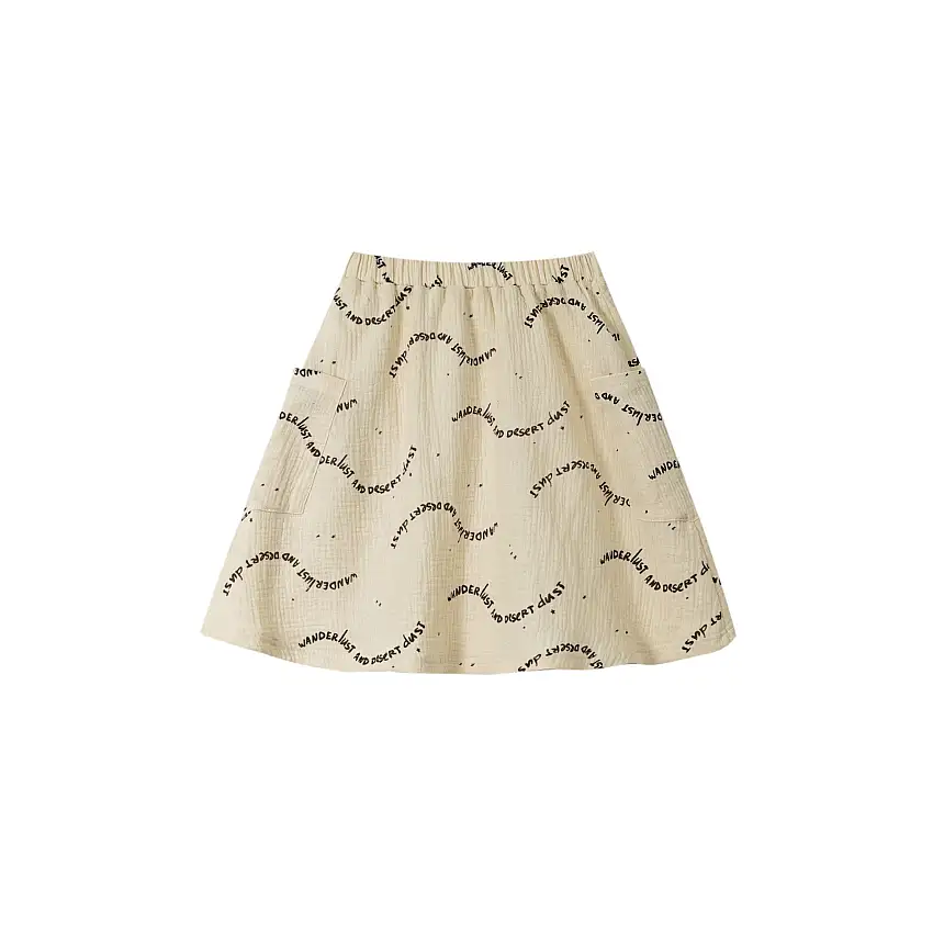 Girls Midi Skirt With Patch Pockets - Sand