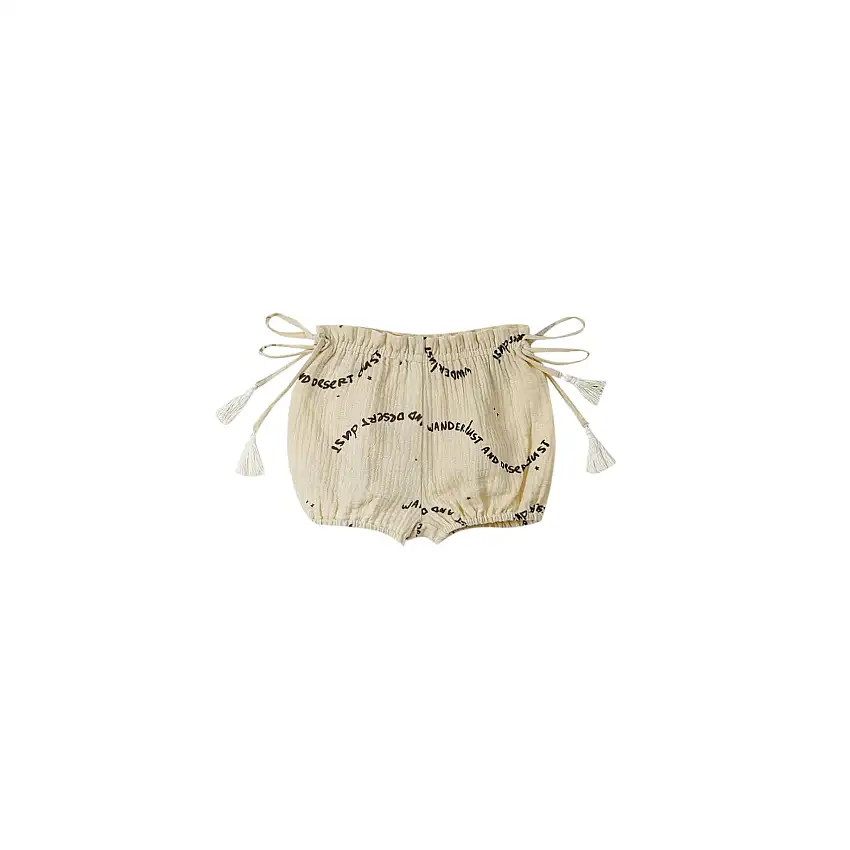Baby Girls Gauze Bloomers With Tassels - Sand