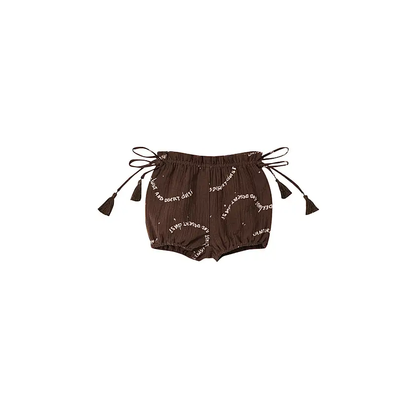Baby Girls Gauze Bloomers With Tassels - Brown