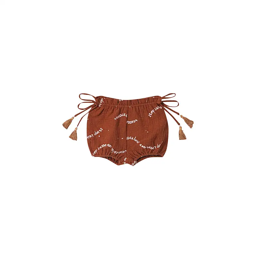 Baby Girls Gauze Bloomers With Tassels - Terracotta