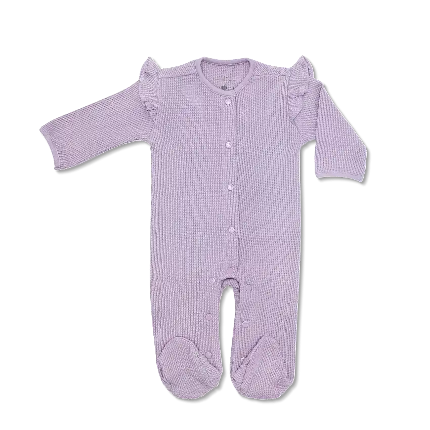 Waffle Ruffle Footie - Lavender