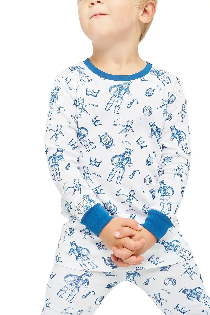 David & Goliath Blue Pj Long Sleeve Set Cotton