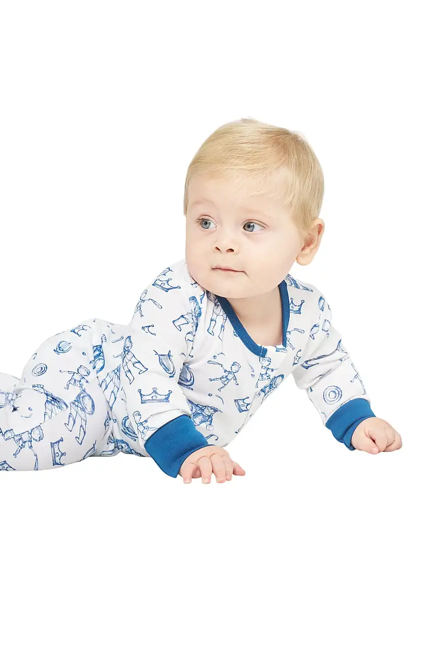David & Goliath Blue Pj Footed Onesie Cotton