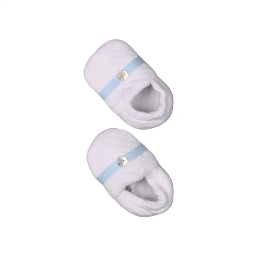 Andrea | Boys Blue & White Quilted Cotton Booties