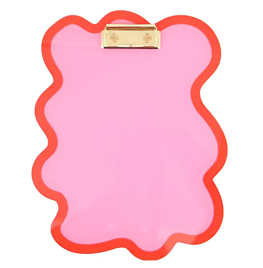 Red And Pink Squiggle Acrylic Clipboard