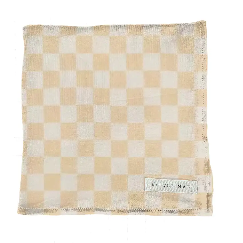Natural Cream & White Checkered Stretch Swaddle