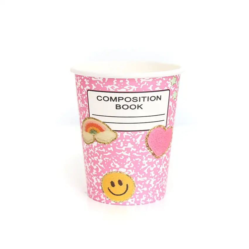 Pink Composition Notebook Paper Cups