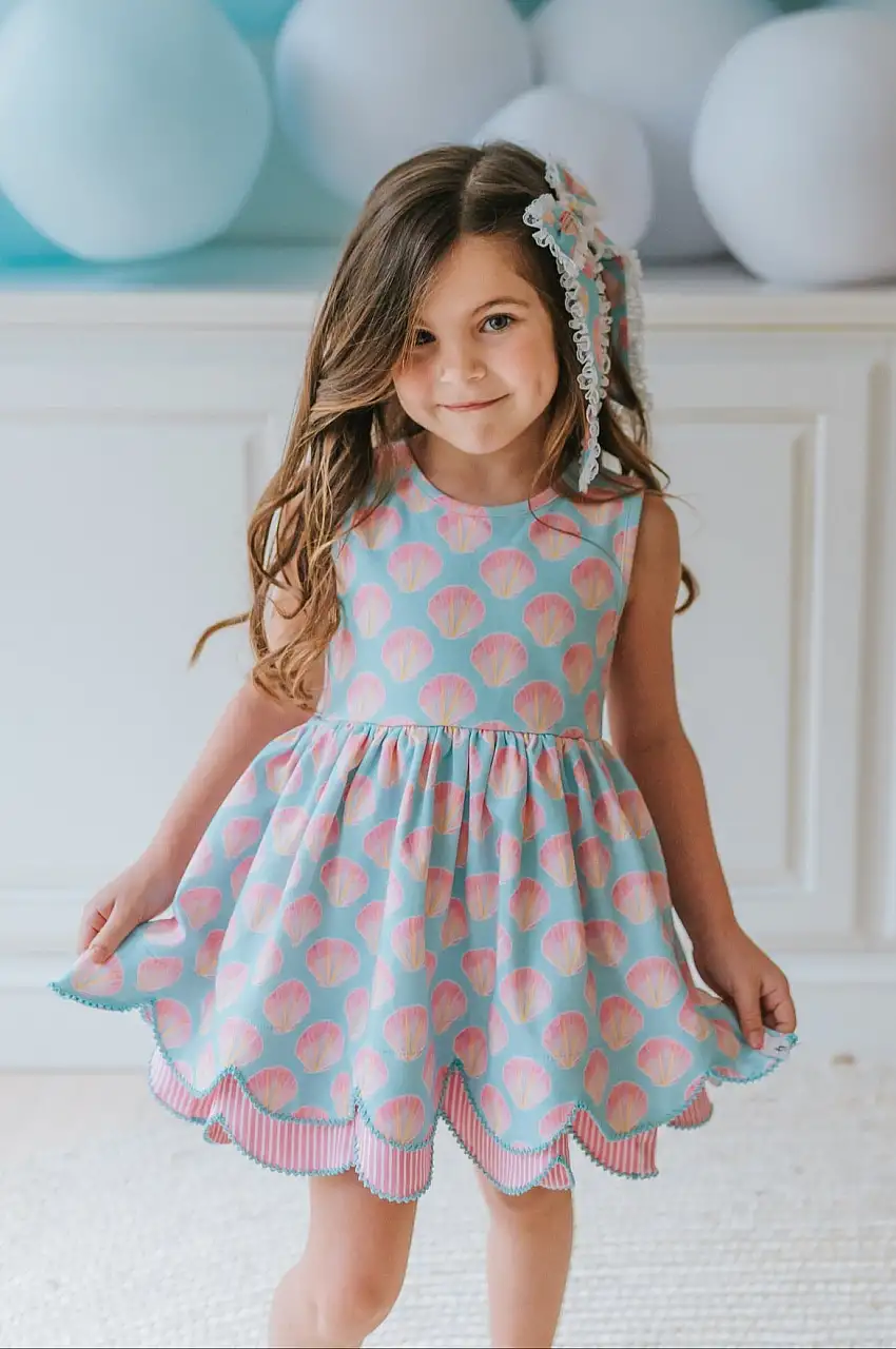 Serene Seashell Scallop Tunic Set