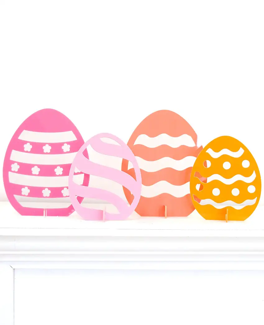 Pink And Orange Acrylic Easter Egg Standing Decor