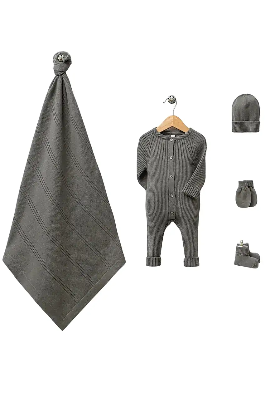 Elliot Khaki Newborn Knitwear Coming Home Set (5 Pcs)