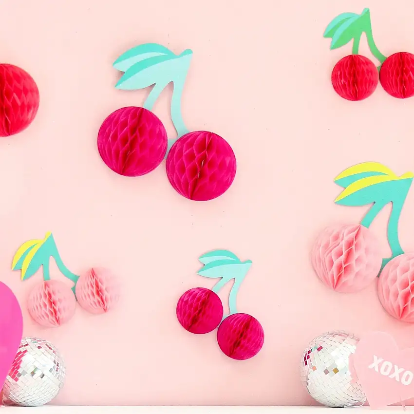 Honeycomb Tissue Cherries - Set Of 6