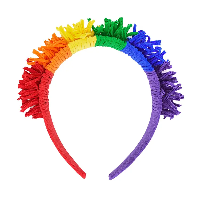 Fringe Hard Headband: Primary Rainbow