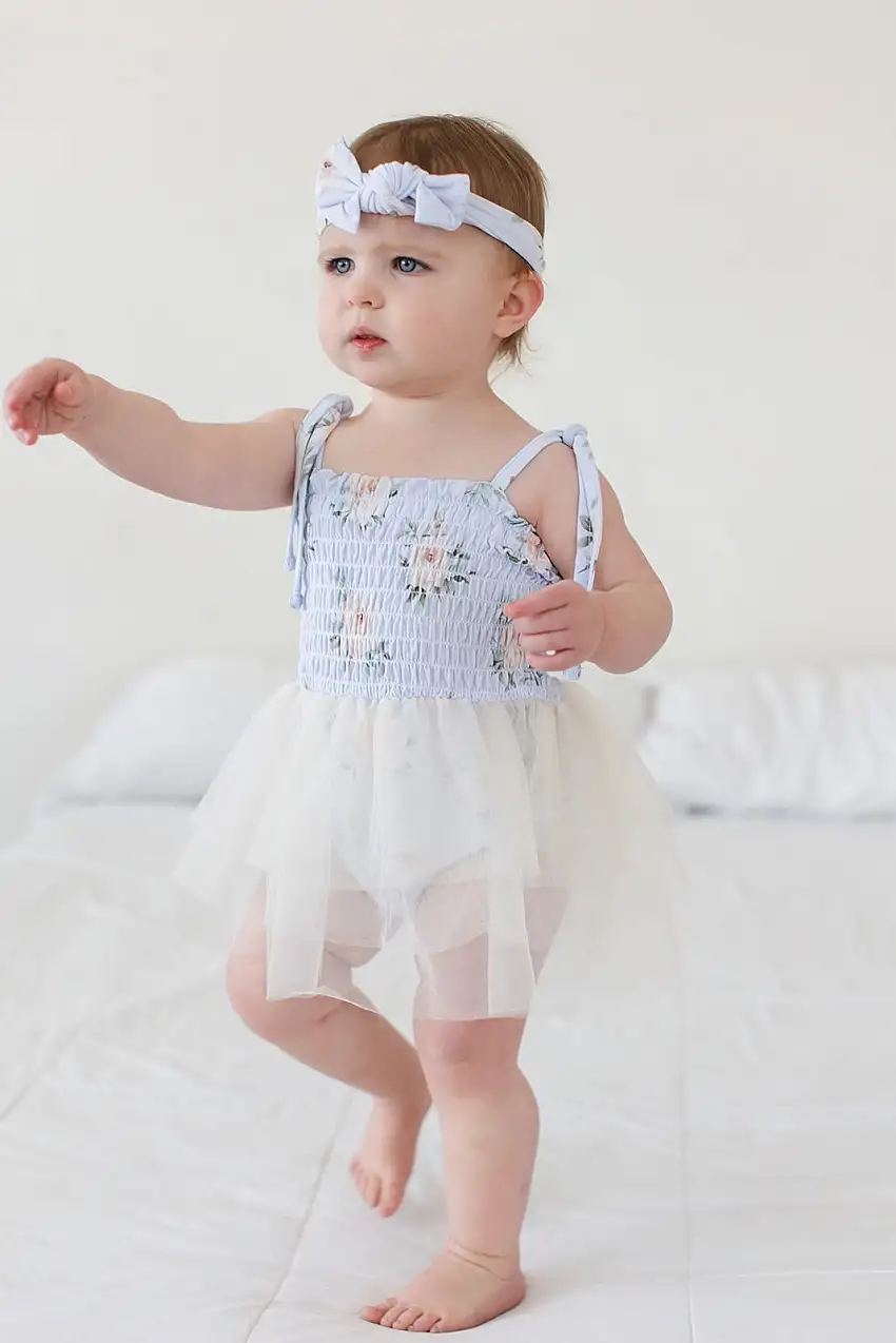 Cosette - Smocked Tulle Bodysuit Dress