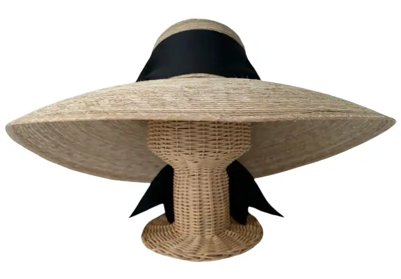 Daisy Sun Hat - Wide & Short Black Grosgrain Ribbon