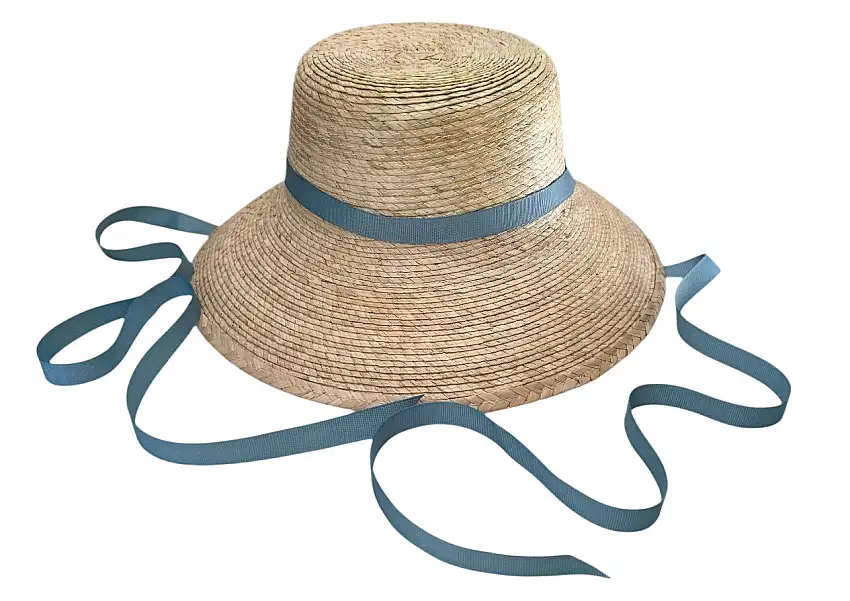 Palmetto Little Girl’s Hat - Long & Thin French Blue Grosgrain Ribbon