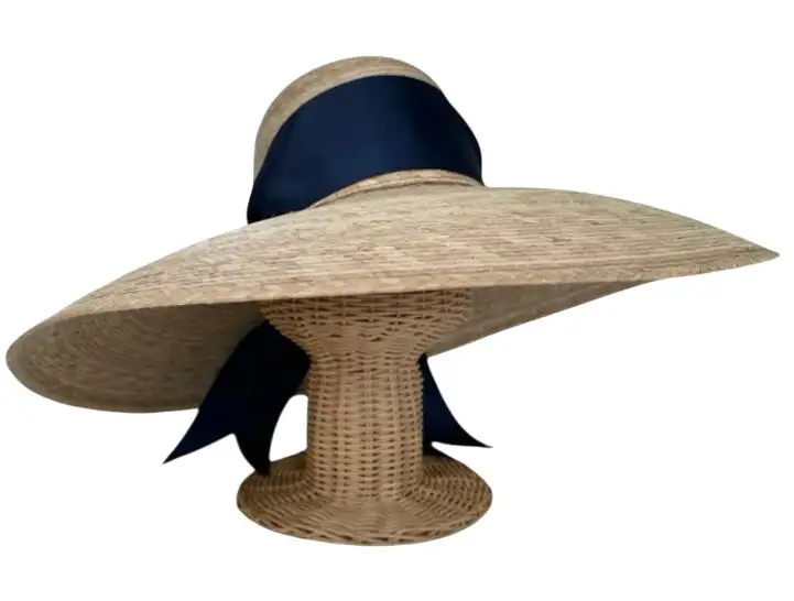Daisy Sun Hat - Wide & Short Navy Grosgrain Ribbon