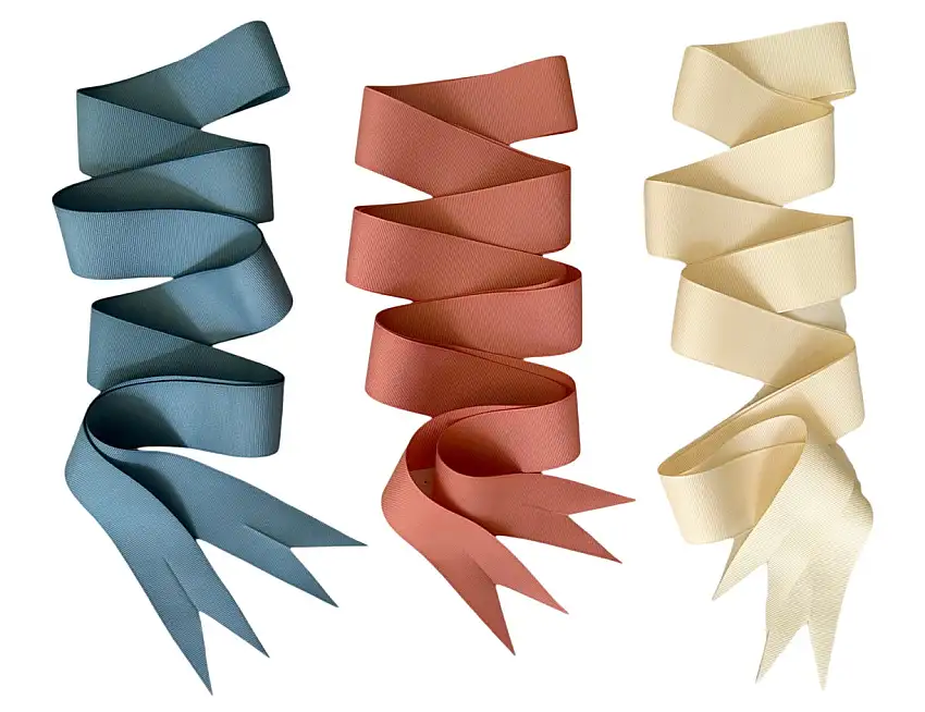 Coral, Ivory & French Blue Long Grosgrain Ribbon Pack