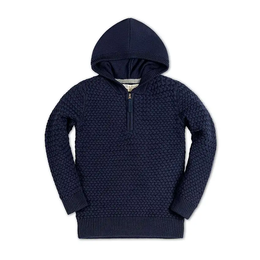 Hooded Half Zip Organic Sweater