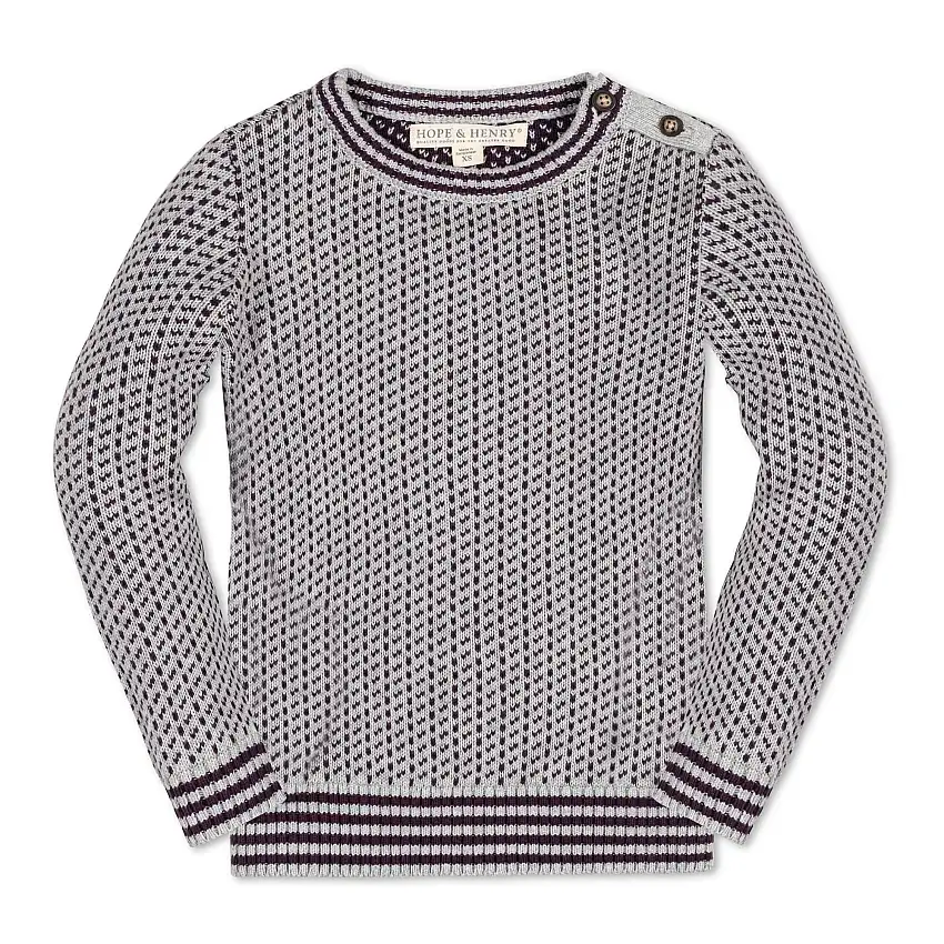 Organic Intarsia Crew Neck Sweater