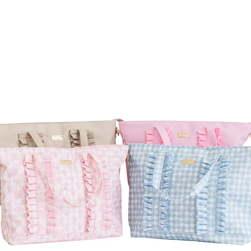 Ruffled Nylon Tote Bag