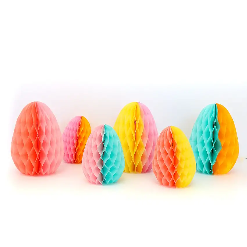 Color Blocked Egg Honeycomb Decorations