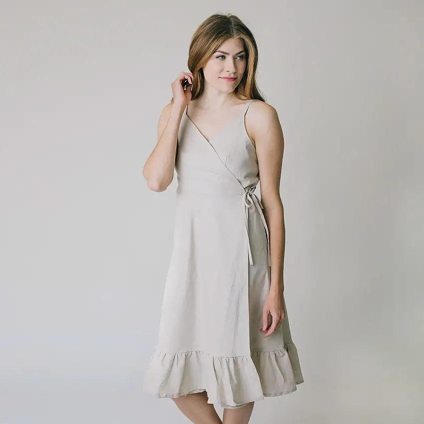 Ruffle Hem Wrap Dress