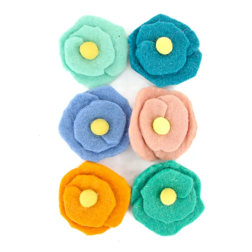 Felt Flower Magnets - Blue Set
