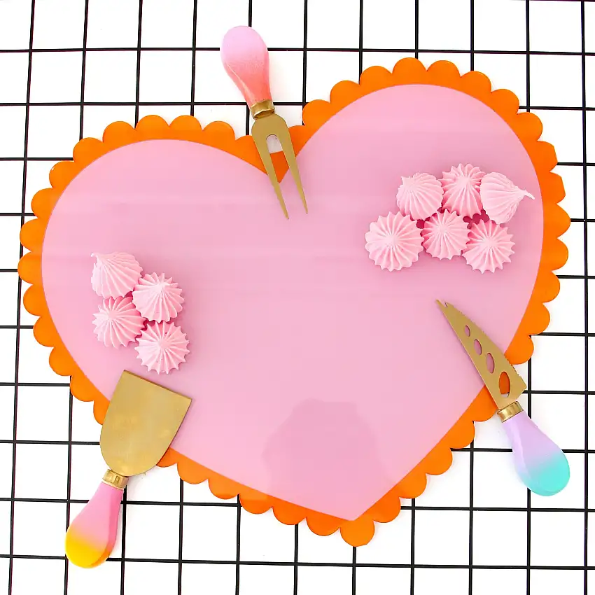 Orange And Pink Scalloped Heart Tray