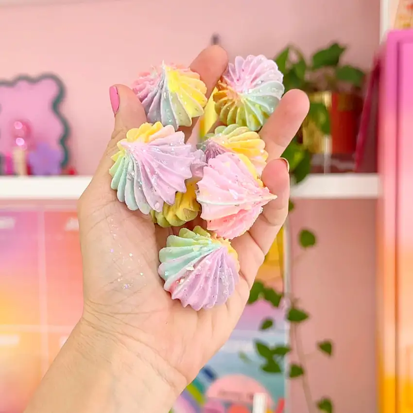 Rainbow Faux Meringue Frosting Magnets