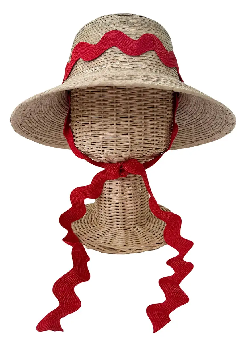 Palmetto Girl’s Hat - Red Ric-rac Ribbon