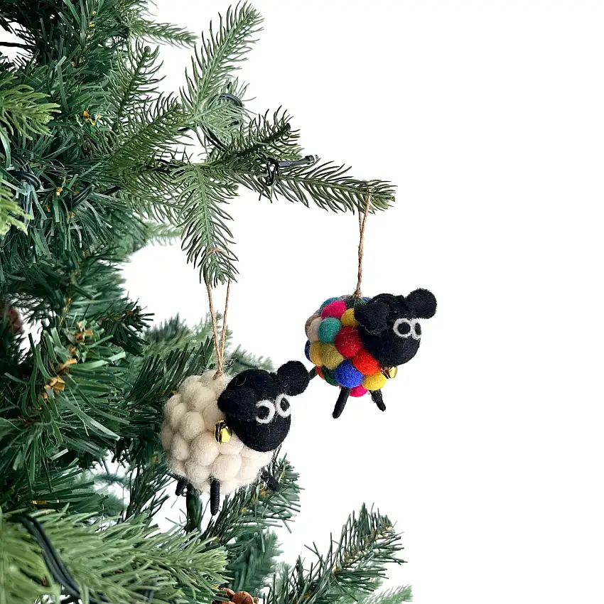 Felt Ornament - Pompom Ball Mini Sheep