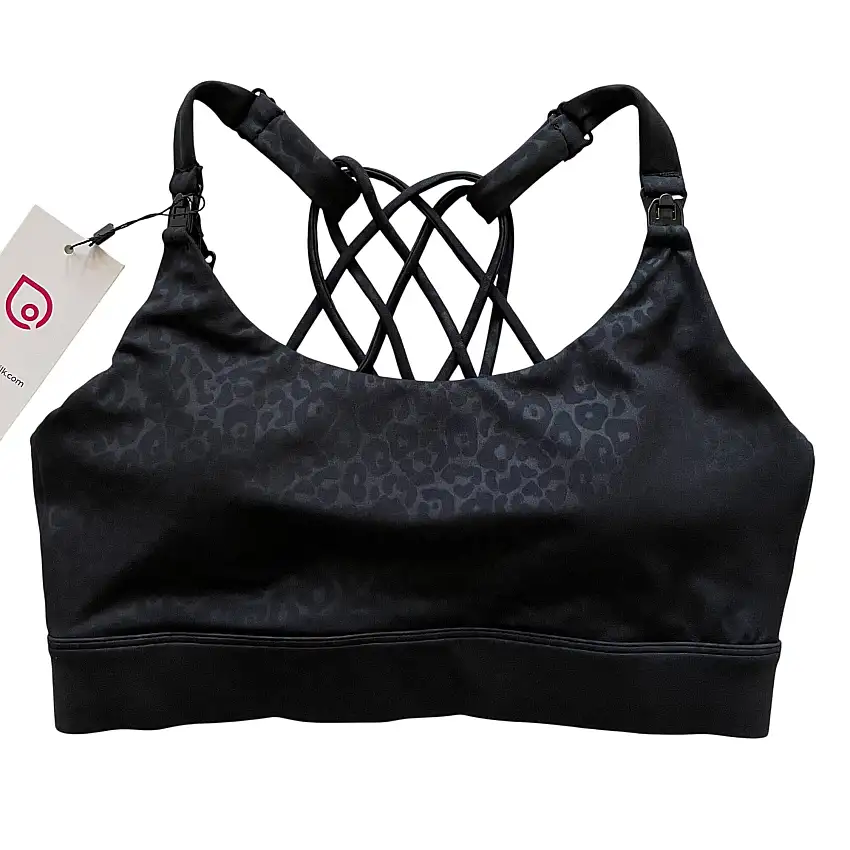 Océane 4 - Medium Support Nursing & Hands Free Pumping Sports Bra (black Cheetah)